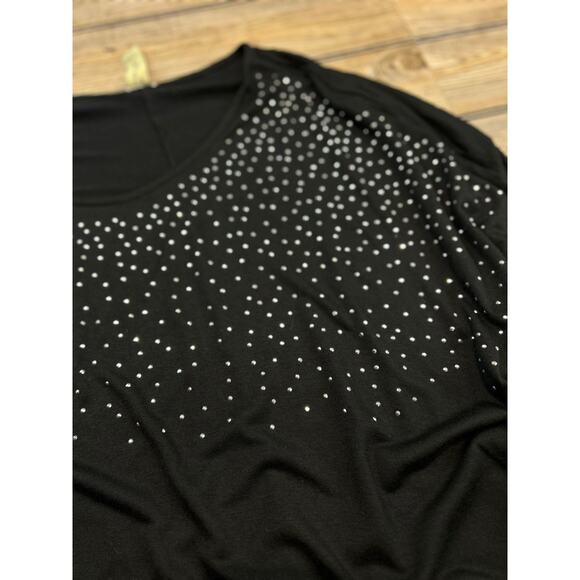 Y2K Black Studded Oversized Crop Top, Size Small/Medium - Picture 5 of 6